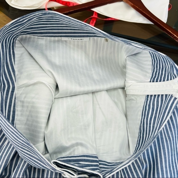 T Tahari Irena stripes prints midi skirt off shoulder top sets - Picture 12 of 15